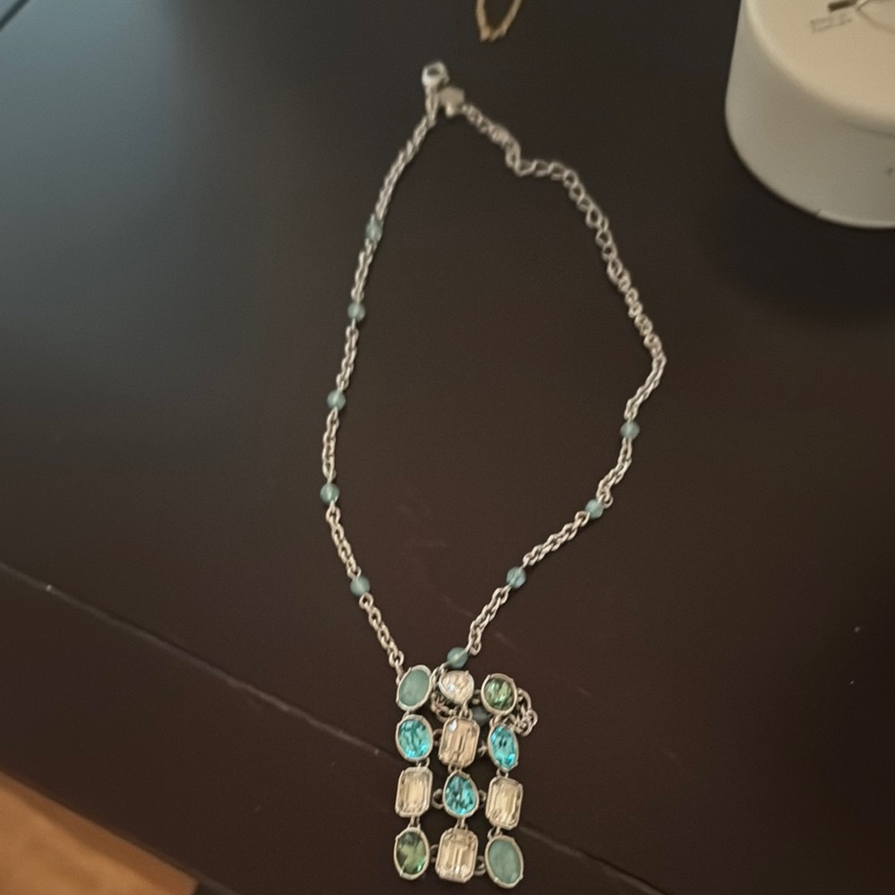 Touchstone Crystal Silver and Blue Necklace with Turquoise Elegance